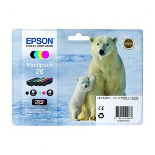 MULTIPACK 26 N.4 CARTUCCE SERIE 26/ORSO POLARE NERO CIANO MAGENTA GIALLO