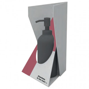 DISPENSER GEL IGIENIZZANTE UNIVERSALE DA BANCO PER FLACONE (NON INCLUSO) PERSONALIZZABILE IN MATERIALE PLASTICO ROSSO