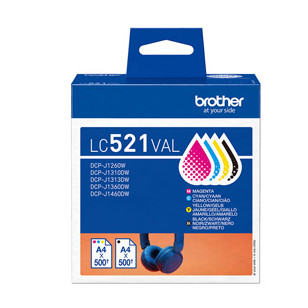 Brother Cartuccia BK/C/M/Y  LC521VAL - 500 pag cad