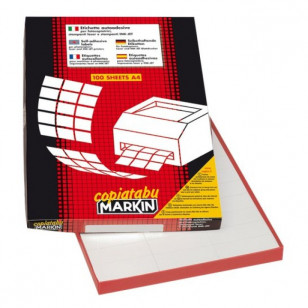 ETICHETTE ADESIVE BIANCHE MARKIN A/4 FOTOCOPIABILI 210X297 MM SENZA MARGINE C503