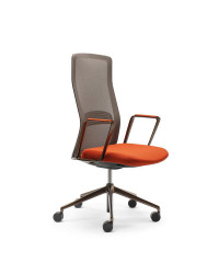 SEDIA PRESIDENZIALE QUINTI MOD. THATS IT SEDILE RIV. TESSUTO E SCHIENALE RIV. RETE CON BRACCIOLI FISSI COD. QX1307NES002